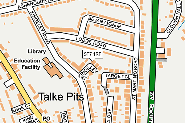 ST7 1RF map - OS OpenMap – Local (Ordnance Survey)