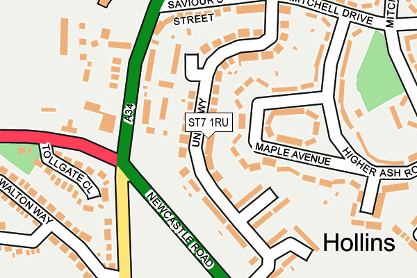 ST7 1RU map - OS OpenMap – Local (Ordnance Survey)