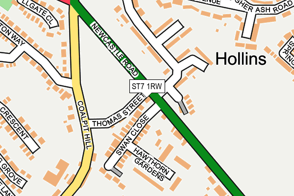 ST7 1RW map - OS OpenMap – Local (Ordnance Survey)