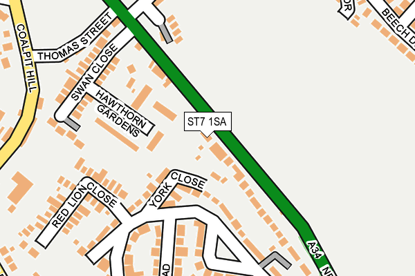 ST7 1SA map - OS OpenMap – Local (Ordnance Survey)