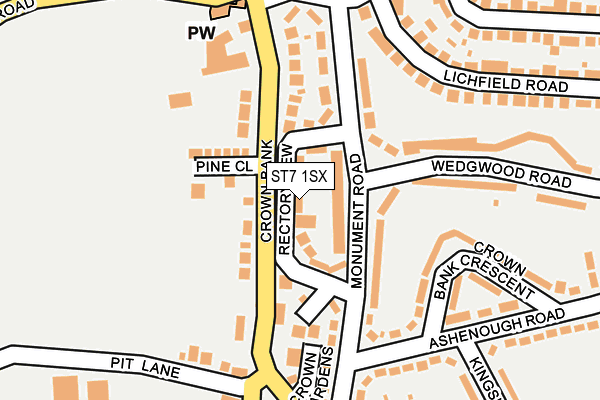 ST7 1SX map - OS OpenMap – Local (Ordnance Survey)