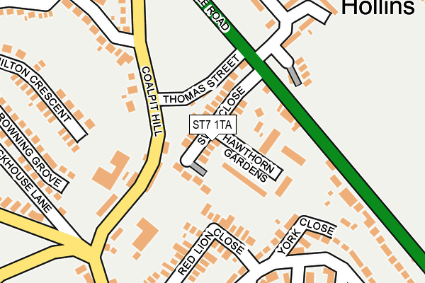 ST7 1TA map - OS OpenMap – Local (Ordnance Survey)