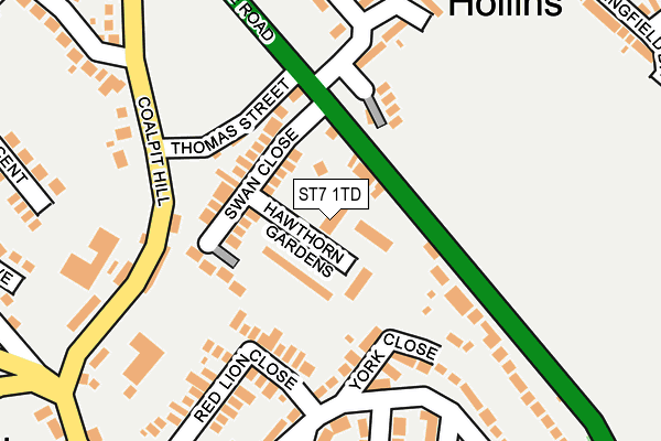 ST7 1TD map - OS OpenMap – Local (Ordnance Survey)