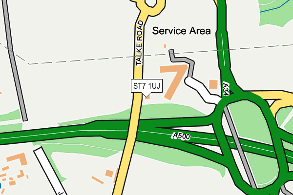 ST7 1UJ map - OS OpenMap – Local (Ordnance Survey)