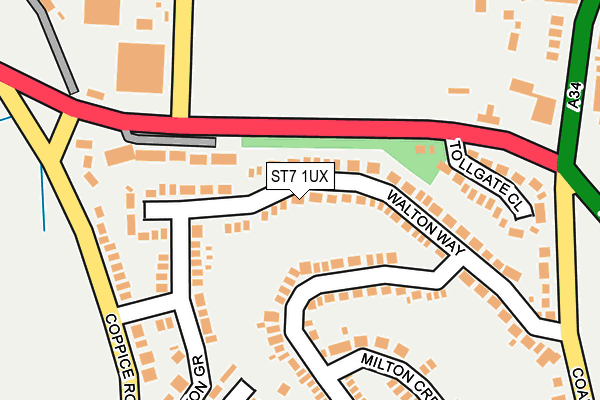 ST7 1UX map - OS OpenMap – Local (Ordnance Survey)