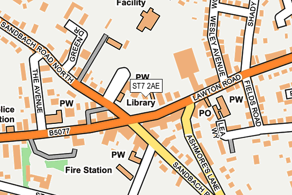 ST7 2AE map - OS OpenMap – Local (Ordnance Survey)