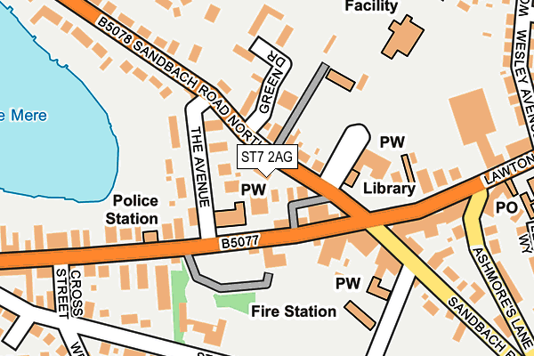 ST7 2AG map - OS OpenMap – Local (Ordnance Survey)