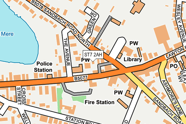 ST7 2AH map - OS OpenMap – Local (Ordnance Survey)