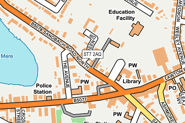 ST7 2AQ map - OS OpenMap – Local (Ordnance Survey)