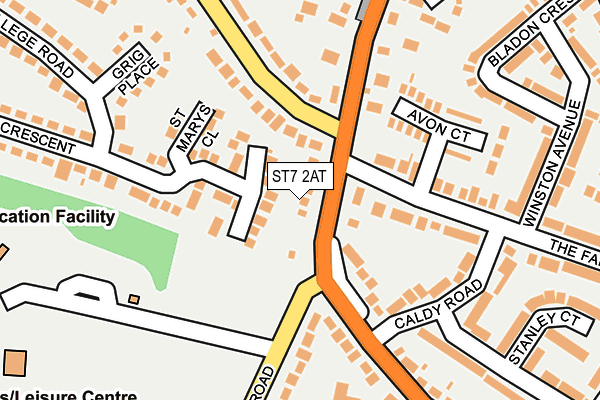 ST7 2AT map - OS OpenMap – Local (Ordnance Survey)