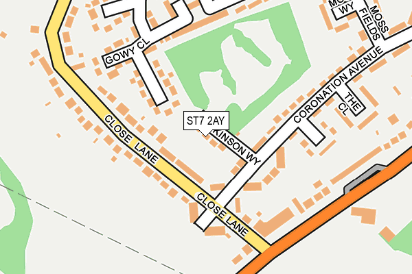 ST7 2AY map - OS OpenMap – Local (Ordnance Survey)