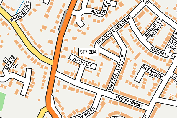 ST7 2BA map - OS OpenMap – Local (Ordnance Survey)