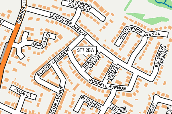 ST7 2BW map - OS OpenMap – Local (Ordnance Survey)