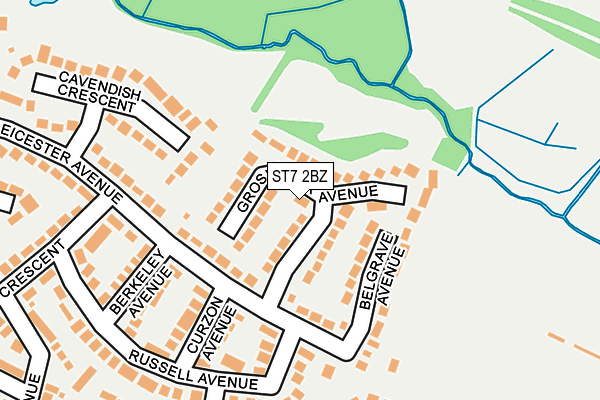 ST7 2BZ map - OS OpenMap – Local (Ordnance Survey)