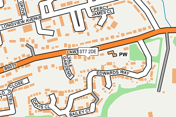 ST7 2DE map - OS OpenMap – Local (Ordnance Survey)