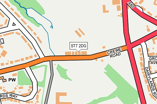 ST7 2DG map - OS OpenMap – Local (Ordnance Survey)