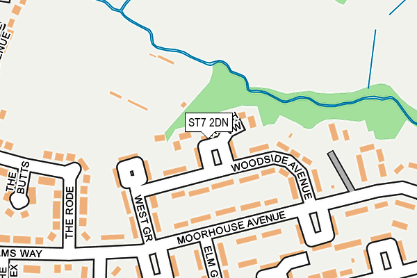 ST7 2DN map - OS OpenMap – Local (Ordnance Survey)