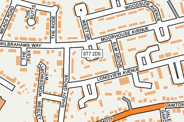 ST7 2DS map - OS OpenMap – Local (Ordnance Survey)