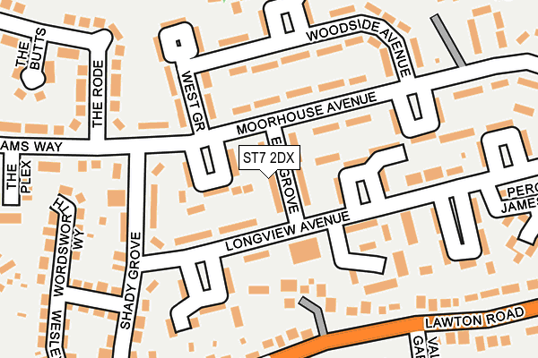 ST7 2DX map - OS OpenMap – Local (Ordnance Survey)