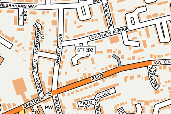 ST7 2DZ map - OS OpenMap – Local (Ordnance Survey)