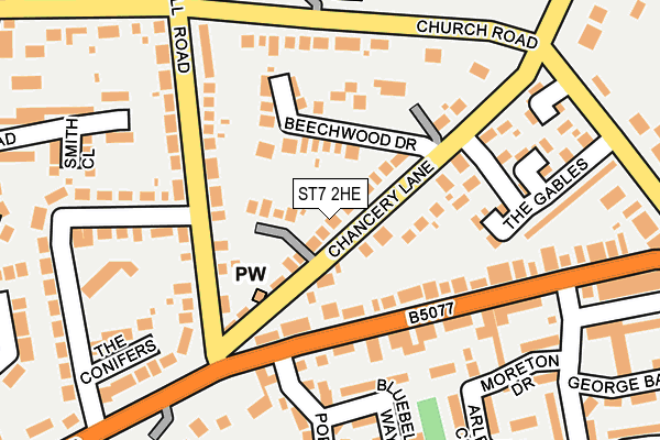 ST7 2HE map - OS OpenMap – Local (Ordnance Survey)