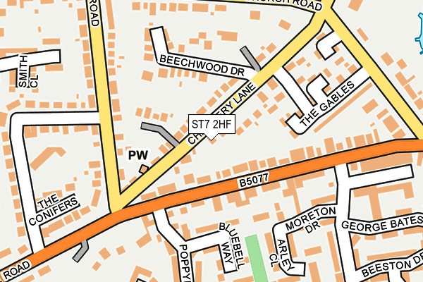 ST7 2HF map - OS OpenMap – Local (Ordnance Survey)