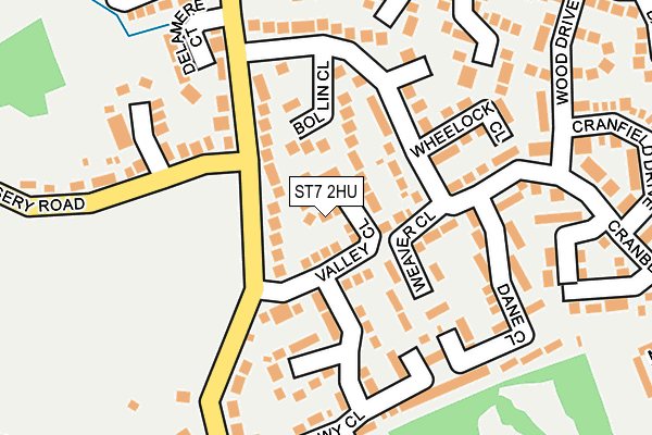 ST7 2HU map - OS OpenMap – Local (Ordnance Survey)