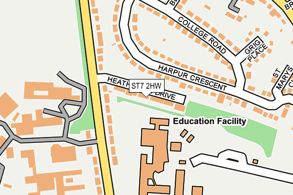 ST7 2HW map - OS OpenMap – Local (Ordnance Survey)