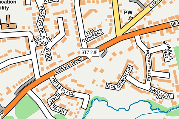 ST7 2JF map - OS OpenMap – Local (Ordnance Survey)