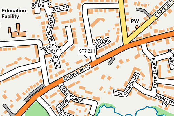 ST7 2JH map - OS OpenMap – Local (Ordnance Survey)
