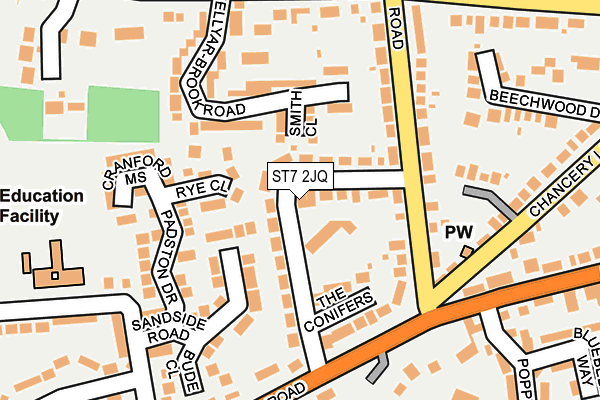 ST7 2JQ map - OS OpenMap – Local (Ordnance Survey)