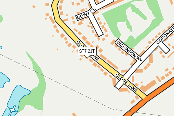ST7 2JT map - OS OpenMap – Local (Ordnance Survey)