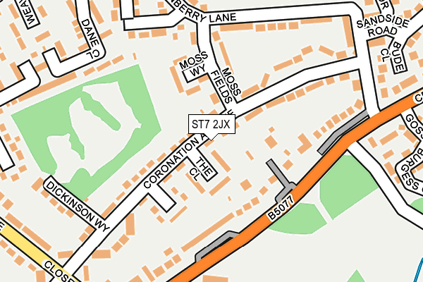 ST7 2JX map - OS OpenMap – Local (Ordnance Survey)