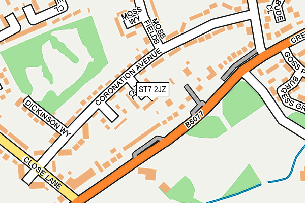 ST7 2JZ map - OS OpenMap – Local (Ordnance Survey)