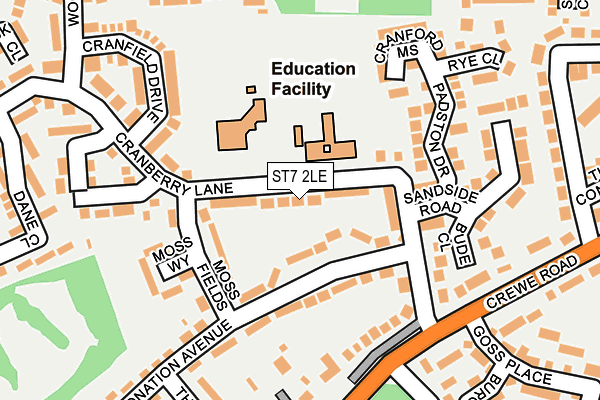 ST7 2LE map - OS OpenMap – Local (Ordnance Survey)