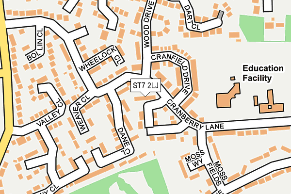 ST7 2LJ map - OS OpenMap – Local (Ordnance Survey)
