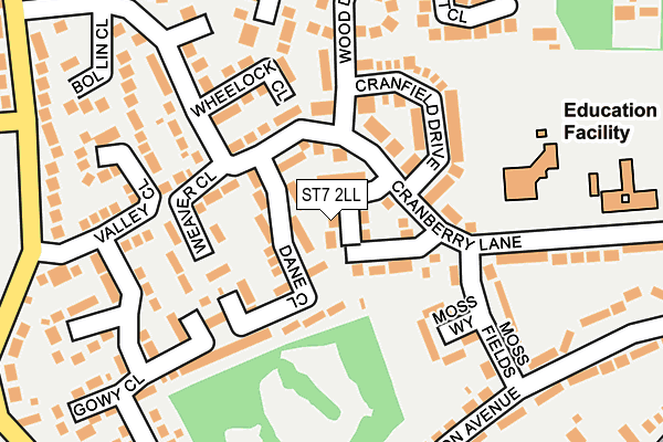 ST7 2LL map - OS OpenMap – Local (Ordnance Survey)