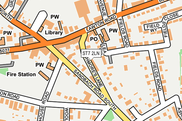 ST7 2LN map - OS OpenMap – Local (Ordnance Survey)