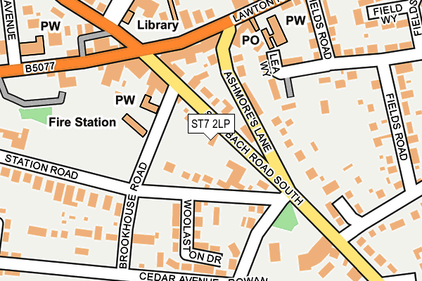 ST7 2LP map - OS OpenMap – Local (Ordnance Survey)