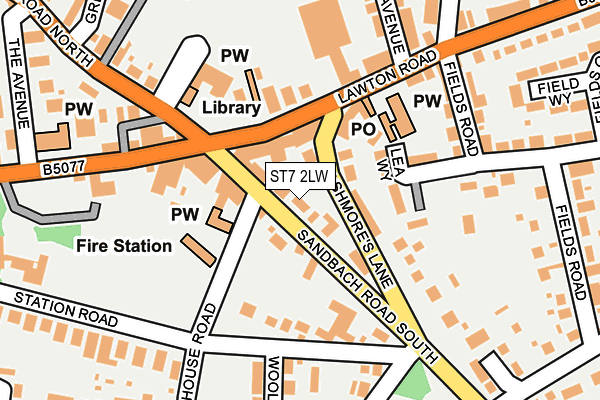ST7 2LW map - OS OpenMap – Local (Ordnance Survey)