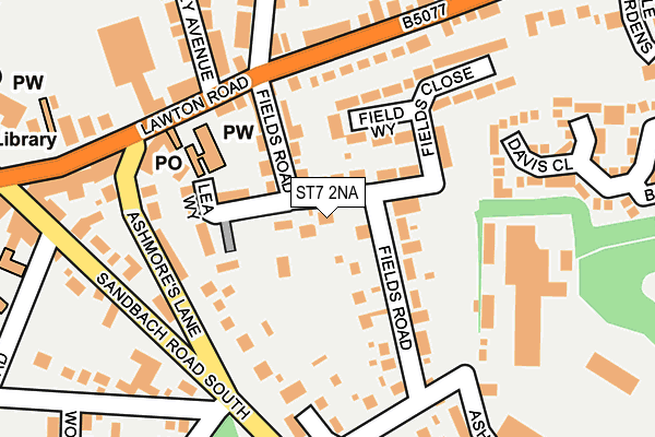 ST7 2NA map - OS OpenMap – Local (Ordnance Survey)