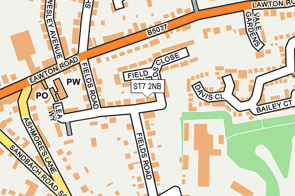 ST7 2NB map - OS OpenMap – Local (Ordnance Survey)
