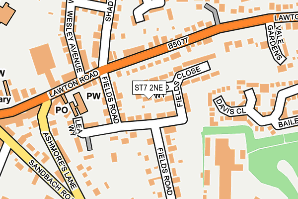 ST7 2NE map - OS OpenMap – Local (Ordnance Survey)