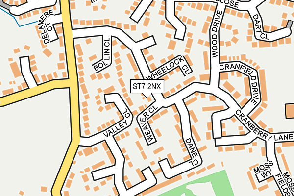 ST7 2NX map - OS OpenMap – Local (Ordnance Survey)