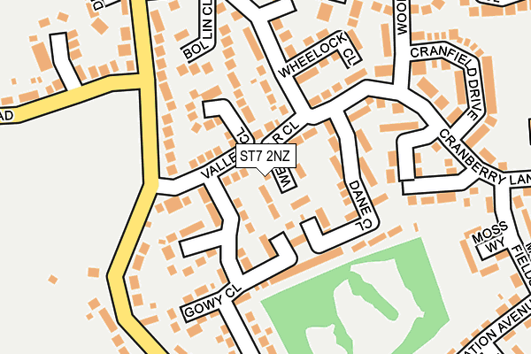 ST7 2NZ map - OS OpenMap – Local (Ordnance Survey)