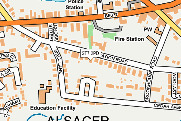 ST7 2PD map - OS OpenMap – Local (Ordnance Survey)