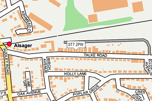 ST7 2PW map - OS OpenMap – Local (Ordnance Survey)