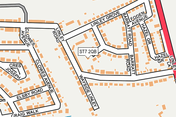 ST7 2QB map - OS OpenMap – Local (Ordnance Survey)