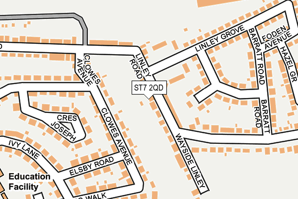 ST7 2QD map - OS OpenMap – Local (Ordnance Survey)