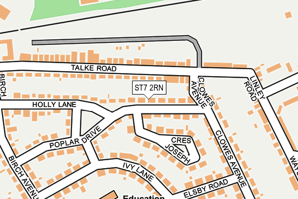 ST7 2RN map - OS OpenMap – Local (Ordnance Survey)